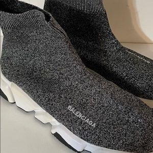 shoe socks in metallic silver